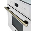 Forno 4-Piece Appliance Package - 36-Inch Dual Fuel Range, 60-Inch Refrigerator, Dishwasher, & 30-Inch Microwave Oven in White with Antique Brass Handle