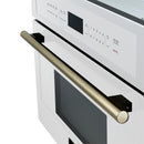 Forno 2-Piece Appliance Package - 30-Inch Asti French Door Electric Wall Oven & 30-Inch Microwave Oven in White with Antique Brass Handle