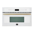 Forno 2-Piece Appliance Package - 30-Inch Asti French Door Double Electric Wall Oven & 30-Inch Microwave Oven in White with Antique Brass Handle