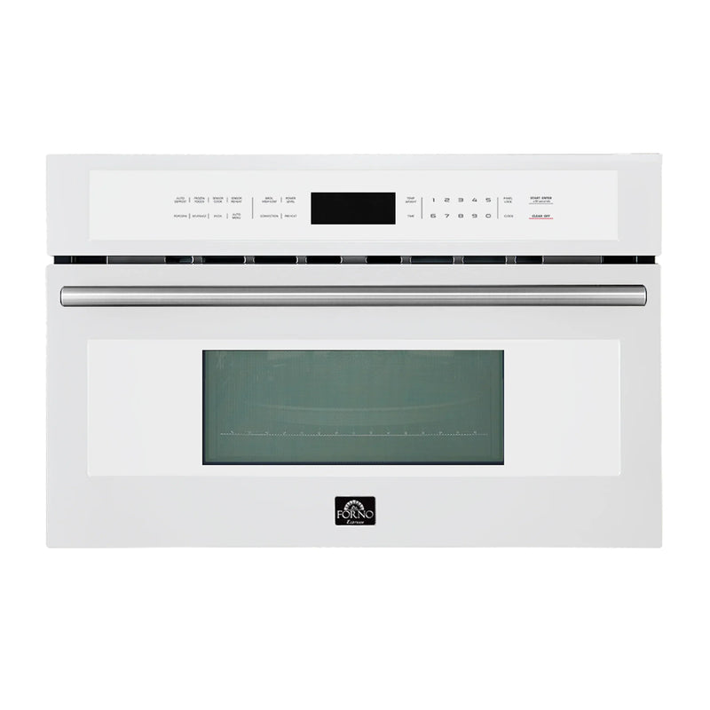 Forno 2-Piece Appliance Package - 30-Inch Vomero Wall Oven & 30-Inch Microwave Oven in White with Stainless Steel Handle
