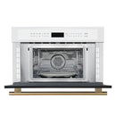Forno 2-Piece Appliance Package - 30-Inch Asti French Door Double Electric Wall Oven & 30-Inch Microwave Oven in White with Antique Brass Handle