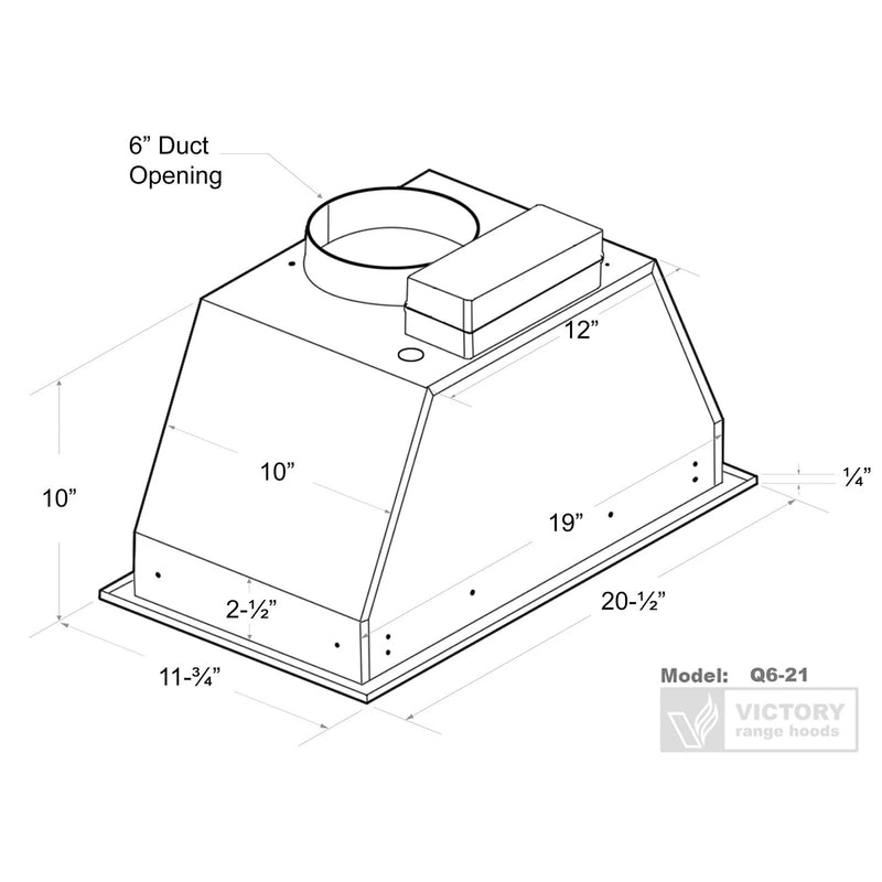 Victory 21-Inch 600 CFM Insert Range Hood with 4-Speed Push Button in Stainless Steel, Bright LED Lights, Auto-Shutoff Timer (Q6-21)