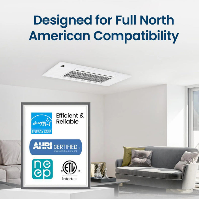 Senville 9K BTU Mini Split Air Conditioner and Heat Pump Condenser with Ductless Ceiling Cassette Air Handlers (SENA-09HF-1WC)
