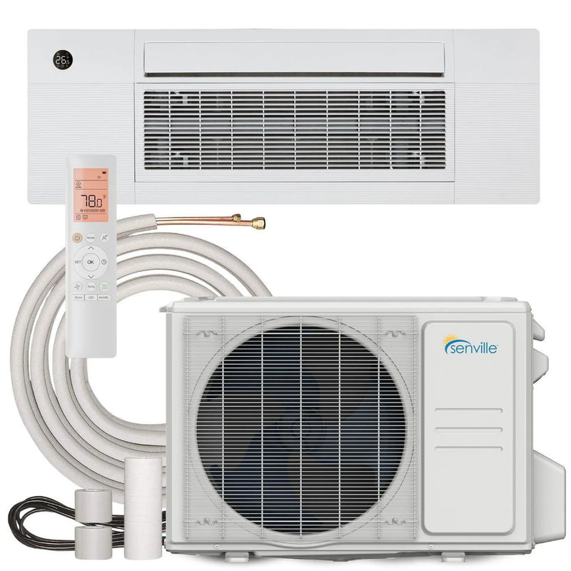 Senville 9K BTU Mini Split Air Conditioner and Heat Pump Condenser with Ductless Ceiling Cassette Air Handlers (SENA-09HF-1WC)