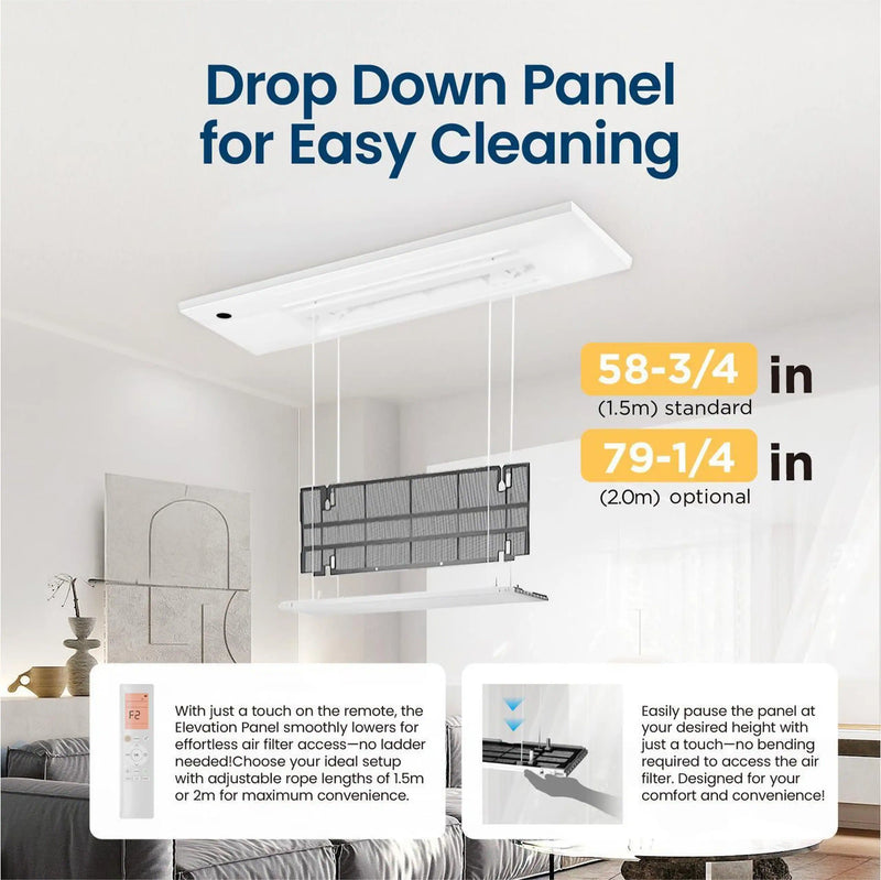 Senville 9K BTU Mini Split Air Conditioner and Heat Pump Condenser with Ductless Ceiling Cassette Air Handlers (SENA-09HF-1WC)