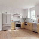 Thor Kitchen A-Series stainless steel kitchen with a 36-inch gas range, under-cabinet hood, French door refrigerator, dishwasher and microwave drawer