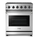 Thor Kitchen 2-Piece Appliance Package - 30-Inch Gas Range with Liquid Propane Kit & Premium Wall Mounted Hood in Stainless Steel