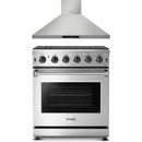 Thor Kitchen 2-Piece Appliance Package - 30-Inch Gas Range with Liquid Propane Kit & Premium Wall Mounted Hood in Stainless Steel
