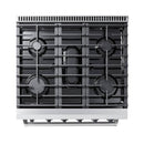 Thor Kitchen 2-Piece Appliance Package - 30-Inch Gas Range with Liquid Propane Kit & Premium Wall Mounted Hood in Stainless Steel