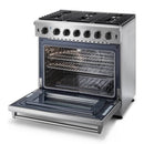 Thor Kitchen 2-Piece Appliance Package - 36-Inch Gas Range with Liquid Propane Kit & Wall Mount Hood in Stainless Steel
