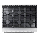 Thor Kitchen 2-Piece Appliance Package - 36-Inch Gas Range with Liquid Propane Kit & Wall Mount Hood in Stainless Steel