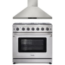 Thor Kitchen 2-Piece Appliance Package - 36-Inch Gas Range with Liquid Propane Kit & Wall Mount Hood in Stainless Steel