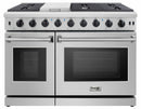 Thor Kitchen 2-Piece Appliance Package - 48-Inch Gas Range with Liquid Propane Kit & Pro Wall Mount Hood in Stainless Steel