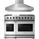 Thor Kitchen 2-Piece Appliance Package - 48-Inch Gas Range with Liquid Propane Kit & Pro Wall Mount Hood in Stainless Steel