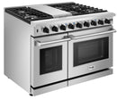 Thor Kitchen 2-Piece Appliance Package - 48-Inch Gas Range with Liquid Propane Kit & Pro Wall Mount Hood in Stainless Steel