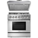 Thor Kitchen 2-Piece Pro Appliance Package - 36-Inch Dual Fuel Range with Liquid Propane Cooktop & Premium Under Cabinet Hood in Stainless Steel