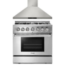Thor Kitchen 2-Piece Pro Appliance Package - 36-Inch Dual Fuel Range with Liquid Propane Cooktop & Wall Mount Hood in Stainless Steel