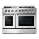Thor Kitchen 2-Piece Pro Appliance Package - 48-Inch Dual Fuel Range with Liquid Propane Cooktop & Pro Wall Mount Hood in Stainless Steel