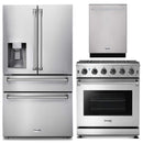 Thor Kitchen 3-Piece Appliance Package - 30-Inch Gas Range with Liquid Propane Kit, Dishwasher & Refrigerator with Water Dispenser in Stainless Steel