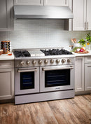 Thor Kitchen 3-Piece Pro Appliance Package - 48-Inch Gas Range with Liquid Propane Kit, Dishwasher & Refrigerator in Stainless Steel