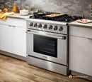 Thor Kitchen 4-Piece Pro Appliance Package - 36-Inch Dual Fuel Range with Liquid Propane Cooktop, French Door Refrigerator, Pro-Style Wall Mount Hood and Dishwasher in Stainless Steel