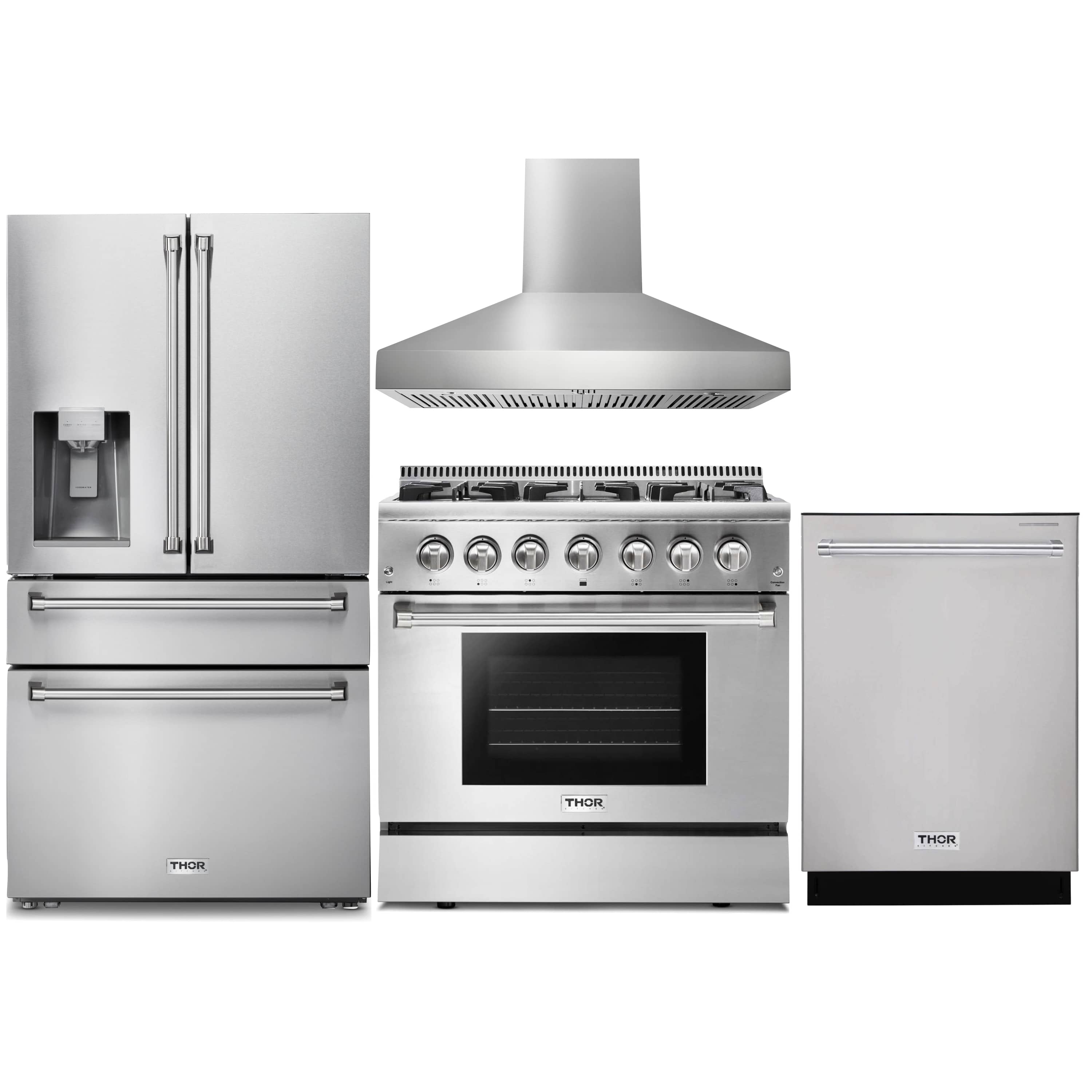 Thor Fuel Thor Kitchen 4-Piece Pro Appliance Package - 36-Inch Dual Fuel Range w