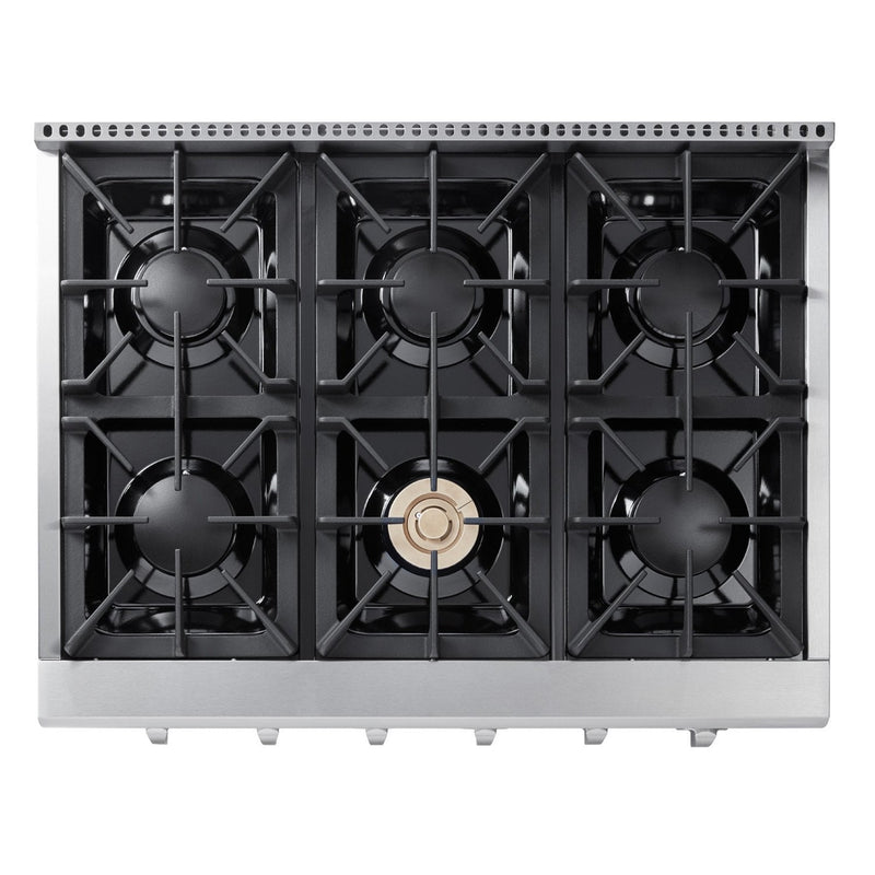 Thor Kitchen 3-Piece Pro Appliance Package - 36-Inch Rangetop with Liquid Propane Kit, Wall Oven & Pro-Style Wall Mount Hood in Stainless Steel