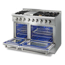 Thor Kitchen 5-Piece Pro Appliance Package - 48-Inch Dual Fuel Range with Liquid Propane Cooktop, Refrigerator with Water Dispenser, Dishwasher, Pro Wall Mount Hood, & Microwave Drawer in Stainless Steel