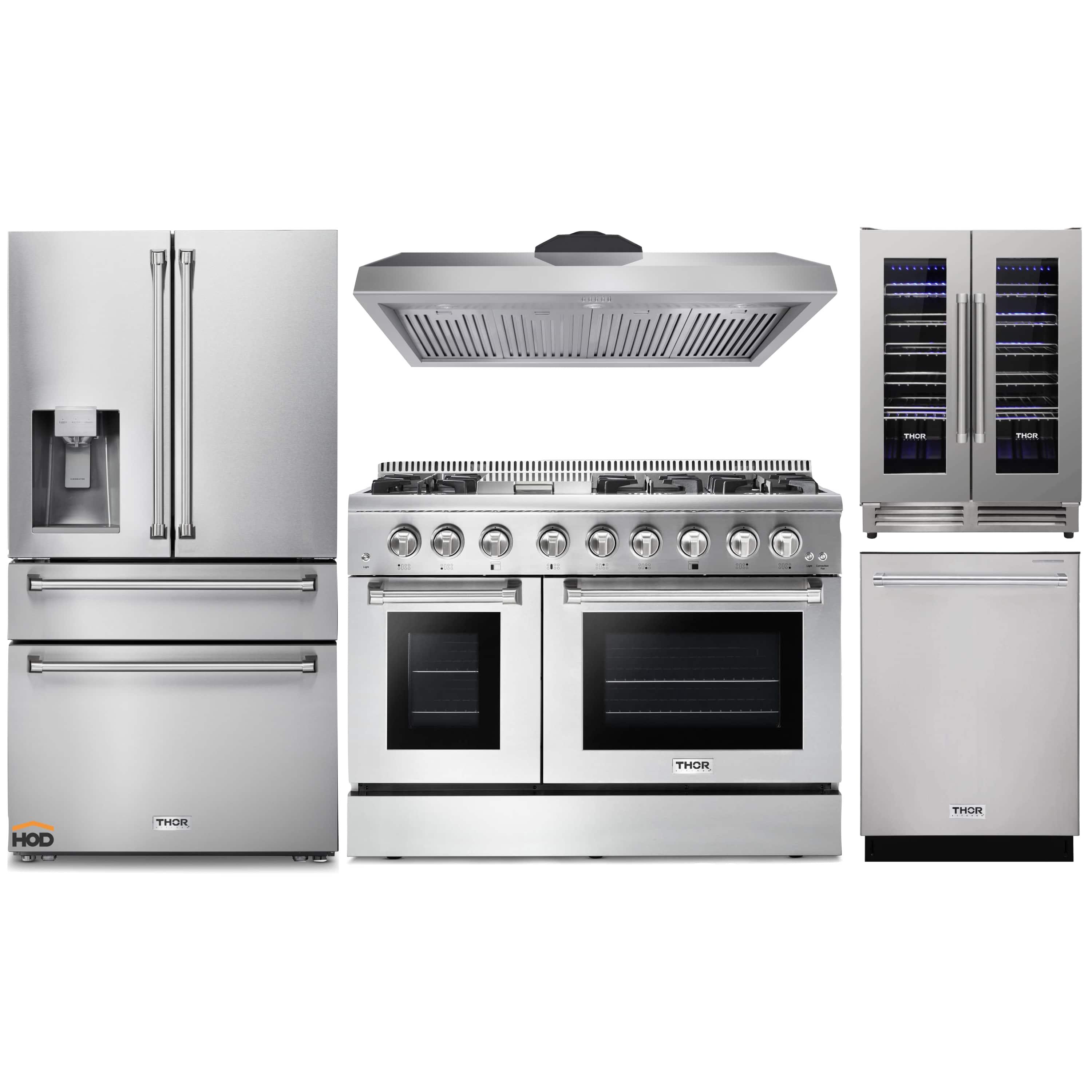 Thor Fuel Thor Kitchen 5-Piece Pro Appliance Package - 48-Inch Dual Fuel Range w