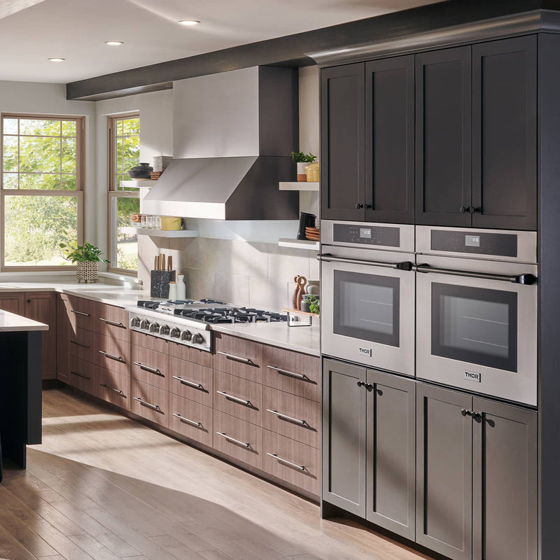 Thor Kitchen 5-Piece Pro Appliance Package - 48-Inch Rangetop with Liquid Propane Kit, Wall Oven, Under Cabinet 16.54" Tall Hood, Dishwasher & Refrigerator with Water Dispenser in Stainless Steel