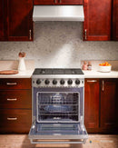 Thor Kitchen 6-Piece Appliance Package - 30-Inch Gas Range with Liquid Propane Kit, French Door Refrigerator, Wall Mount Hood, Dishwasher, Microwave Drawer, and Wine Cooler in Stainless Steel