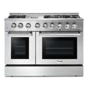 Thor Kitchen 6-Piece Pro Appliance Package - 48-Inch Dual Fuel Range with Liquid Propane Cooktop, French Door Refrigerator, Dishwasher, Pro Wall Mount Hood, Microwave Drawer, & Wine Cooler in Stainless Steel