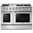 Thor Kitchen 6-Piece Pro Appliance Package - 48-Inch Gas Range with Liquid Propane Kit, French Door Refrigerator, Dishwasher, Pro Wall Mount Hood, Microwave Drawer, & Wine Cooler in Stainless Steel
