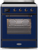 ILVE 30-Inch Majestic II induction Range with 4 Elements - 4 cu. ft. Oven - Bronze Trim in Midnight Blue (UMI30NE3MBB)