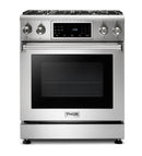 Thor Kitchen 4-Piece Appliance Package - 30" Gas Range with Tilt Panel, French Door Refrigerator, Under Cabinet Hood and Dishwasher in Stainless Steel