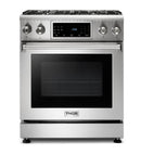 Thor Kitchen 4-Piece Appliance Package - 30" Gas Range with Tilt Panel, French Door Refrigerator, Pro-Style Wall Mount Hood, and Dishwasher in Stainless Steel