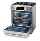 Thor Kitchen 5-Piece Appliance Package - 30" Gas Range with Tilt Panel, French Door Refrigerator, Pro-Style Wall Mount Hood, Dishwasher, and Microwave Drawer in Stainless Steel
