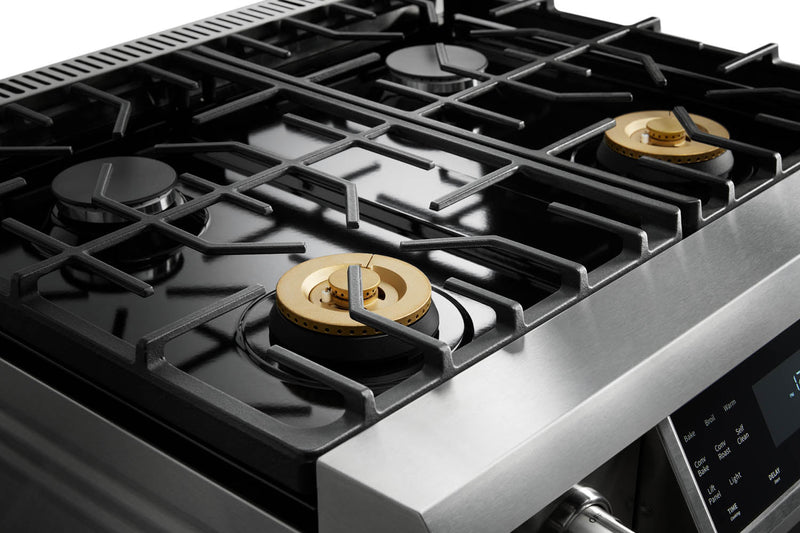 Thor Kitchen 2-Piece Appliance Package - 30" Gas Range with Tilt Panel & Premium Under Cabinet Hood in Stainless Steel