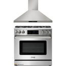 Thor Kitchen 2-Piece Appliance Package - 36" Gas Range with Tilt Panel & Premium Wall Mount Hood in Stainless Steel