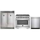 Forno 3-Piece Pro Appliance Package - 36-Inch Dual Fuel Range, Pro-Style Refrigerator, and Dishwasher in Stainless Steel