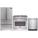Forno 3-Piece Appliance Package - 36-Inch Dual Fuel Range, French Door Refrigerator, and Dishwasher in Stainless Steel (FBDL-004-02CAUS)