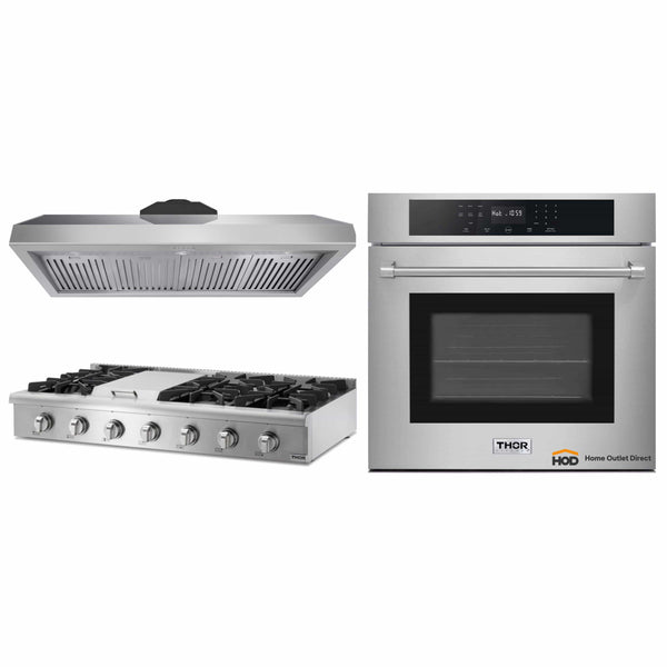 Thor Kitchen 3-Piece Pro Appliance Package - 48" Rangetop, Wall Oven & Under Cabinet 11" Tall Hood in Stainless Steel