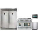 Forno 4-Piece Appliance Package - 48-Inch Gas Range, 60-Inch Pro-Style Refrigerator, 24-Inch Microwave Oven, & 3-Rack Dishwasher in Stainless Steel