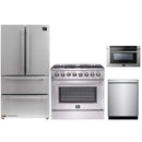 Forno 4-Piece Appliance Package - 36-Inch Dual Fuel Range, Refrigerator, 24-Inch Microwave Drawer, & 3-Rack Dishwasher in Stainless Steel