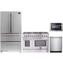 Forno 4-Piece Appliance Package - 48-Inch Dual Fuel Range, Refrigerator, 24-Inch Microwave Drawer, & 3-Rack Dishwasher in Stainless Steel