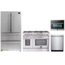 Forno 4-Piece Appliance Package - 48-Inch Dual Fuel Range, Refrigerator, 24-Inch Microwave Oven, & 3-Rack Dishwasher in Stainless Steel