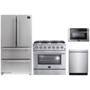 Forno 4-Piece Appliance Package - 36-Inch Gas Range, Refrigerator, 24-Inch Microwave Drawer, & 3-Rack Dishwasher in Stainless Steel