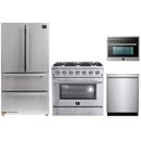 Forno 4-Piece Appliance Package - 36-Inch Gas Range, Refrigerator, 24-Inch Microwave Oven, & 3-Rack Dishwasher in Stainless Steel