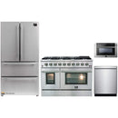 Forno 4-Piece Appliance Package - 48-Inch Gas Range, Refrigerator, 24-Inch Microwave Drawer, & 3-Rack Dishwasher in Stainless Steel