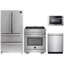 Forno 4-Piece Pro Appliance Package - 30-Inch Gas Range, Refrigerator, 24-Inch Microwave Drawer, & 3-Rack Dishwasher in Stainless Steel